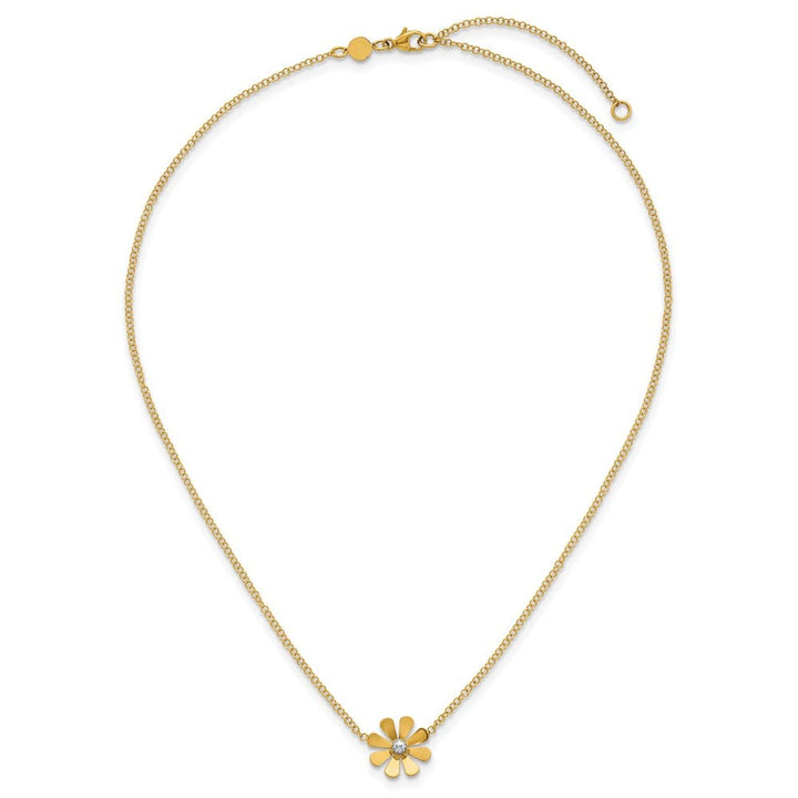 14K Yellow Gold Polished Daisy 18 inch Necklace