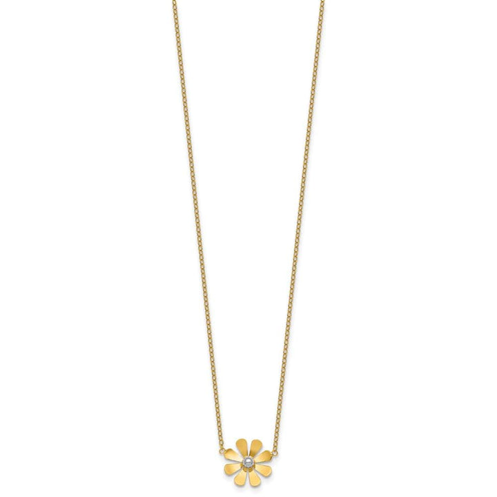 14K Yellow Gold Polished Daisy 18 inch Necklace