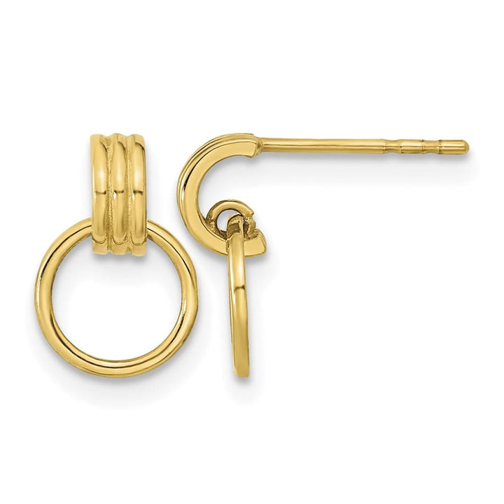 14K Yellow Gold Polished Dangle Circle Post Earrings, view 1 of 4