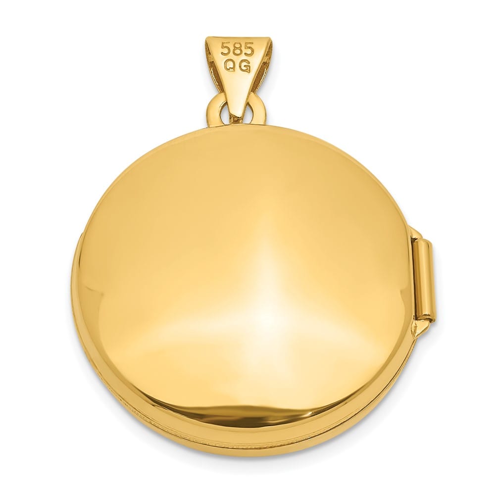 14K Yellow Gold Polished Domed 20mm Round Locket