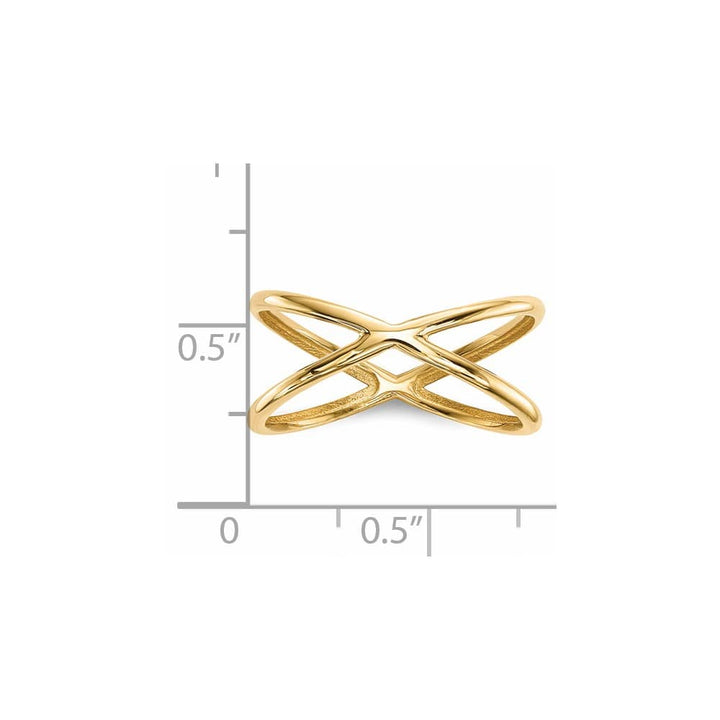 14k Yellow Gold Polished Double Crisscross Ring
