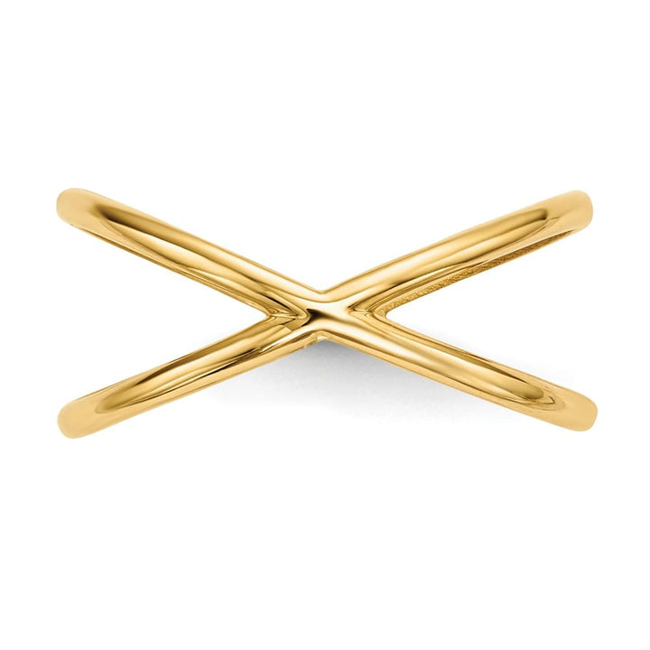 14k Yellow Gold Polished Double Crisscross Ring