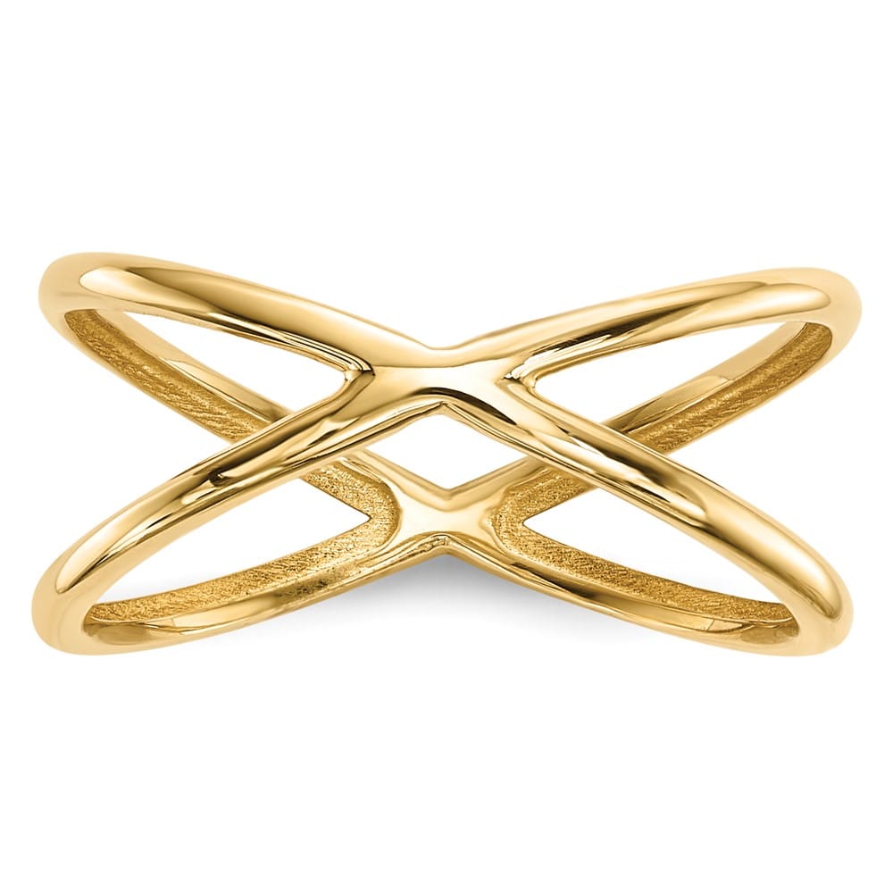 14k Yellow Gold Polished Double Crisscross Ring