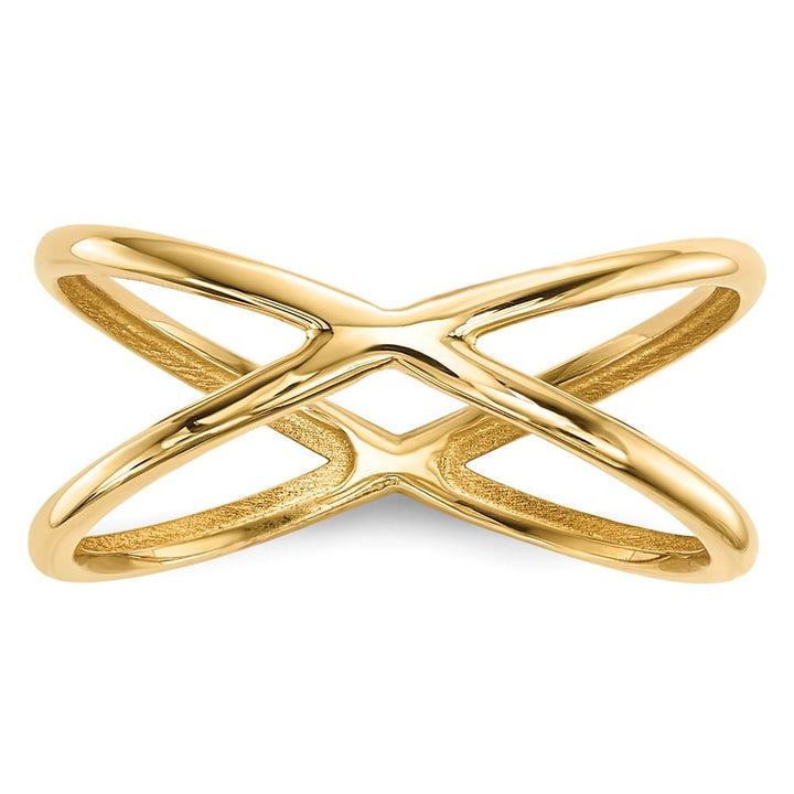 14k Yellow Gold Polished Double Crisscross Ring