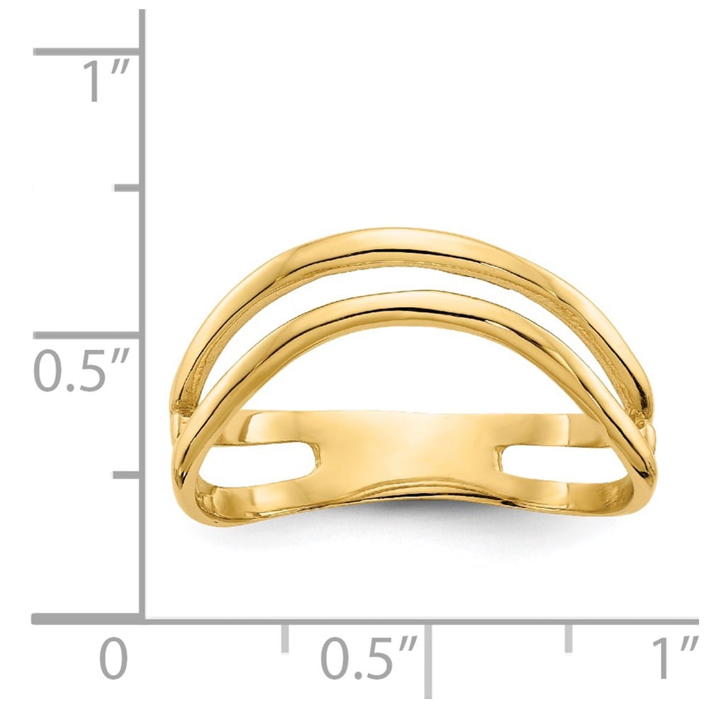 14k Yellow Gold Polished Double Wave Fashion Thumb Ring