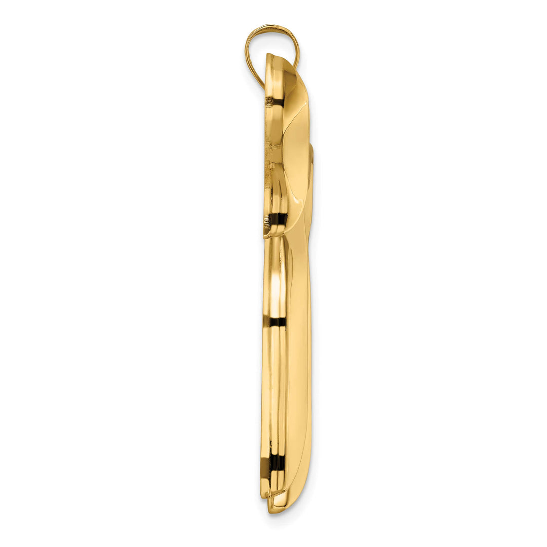 14K Yellow Gold Polished Extra Large Solid Chai Symbol Pendant