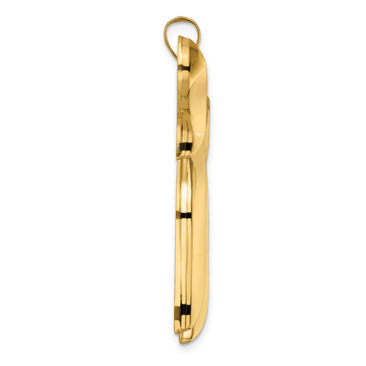 14K Yellow Gold Polished Extra Large Solid Chai Symbol Pendant