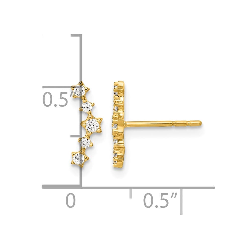 14K Yellow Gold Polished Fancy CZ Arc Post Earrings, view 4 of 4