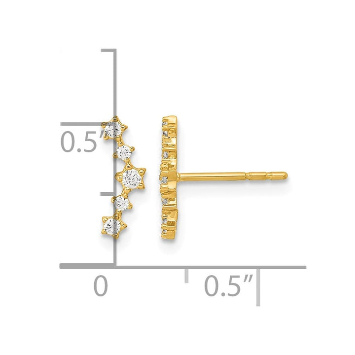 14K Yellow Gold Polished Fancy CZ Arc Post Earrings, view 4 of 4