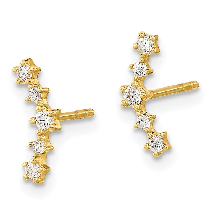 14K Yellow Gold Polished Fancy CZ Arc Post Earrings, view 2 of 4