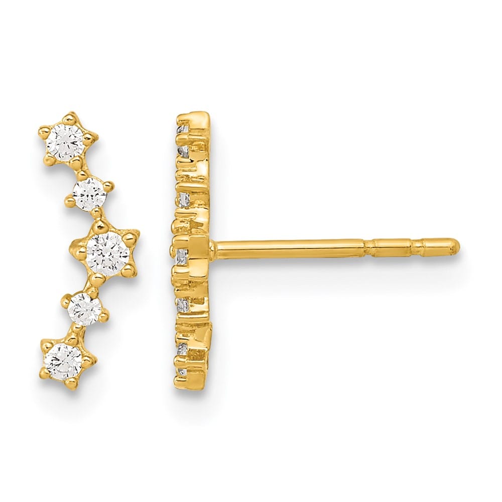 14K Yellow Gold Polished Fancy CZ Arc Post Earrings, view 1 of 4