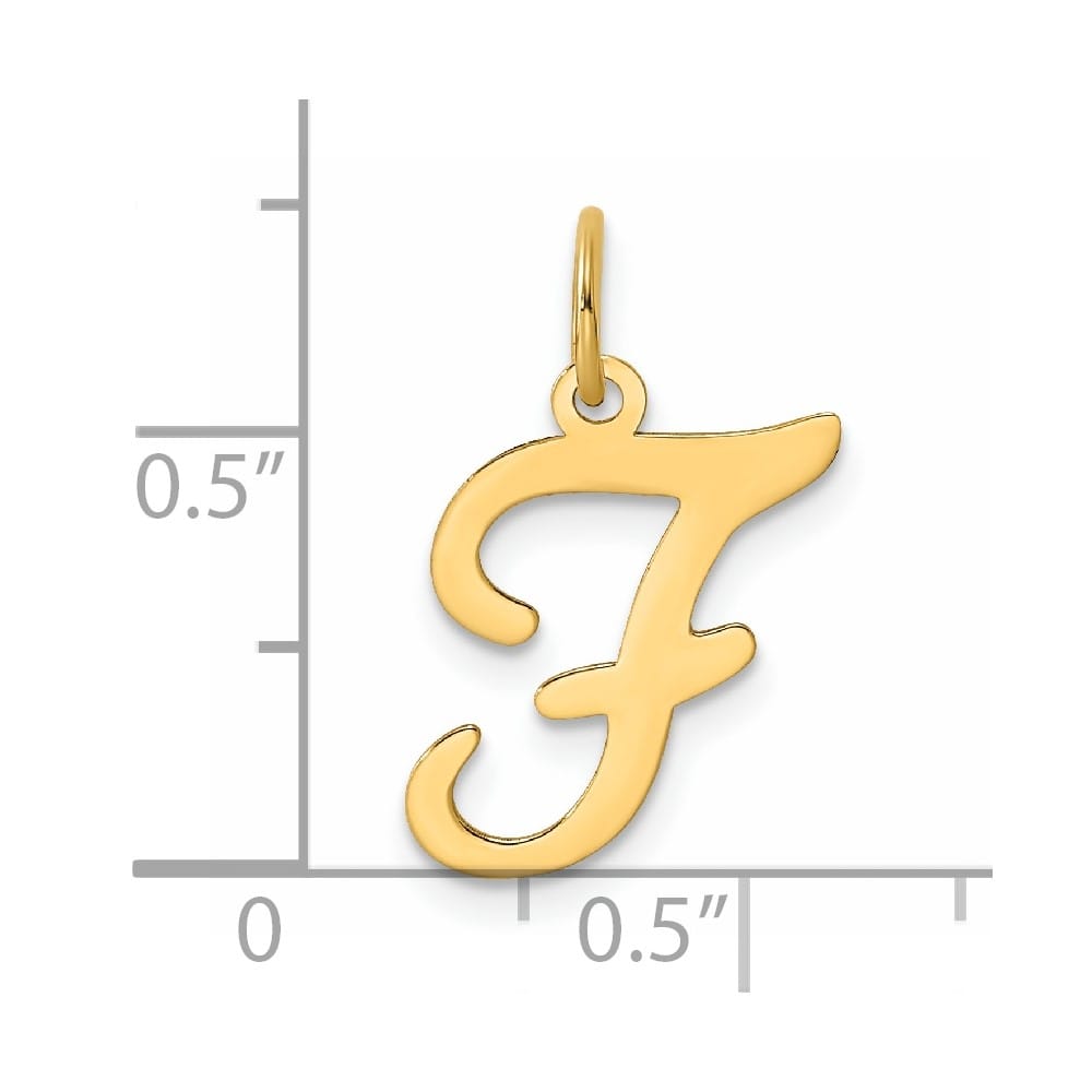 14k Yellow Gold Polished Fancy Initial F Charm