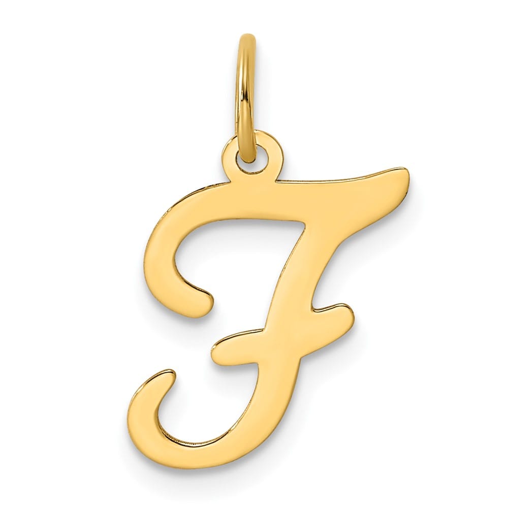 14k Yellow Gold Polished Fancy Initial F Charm