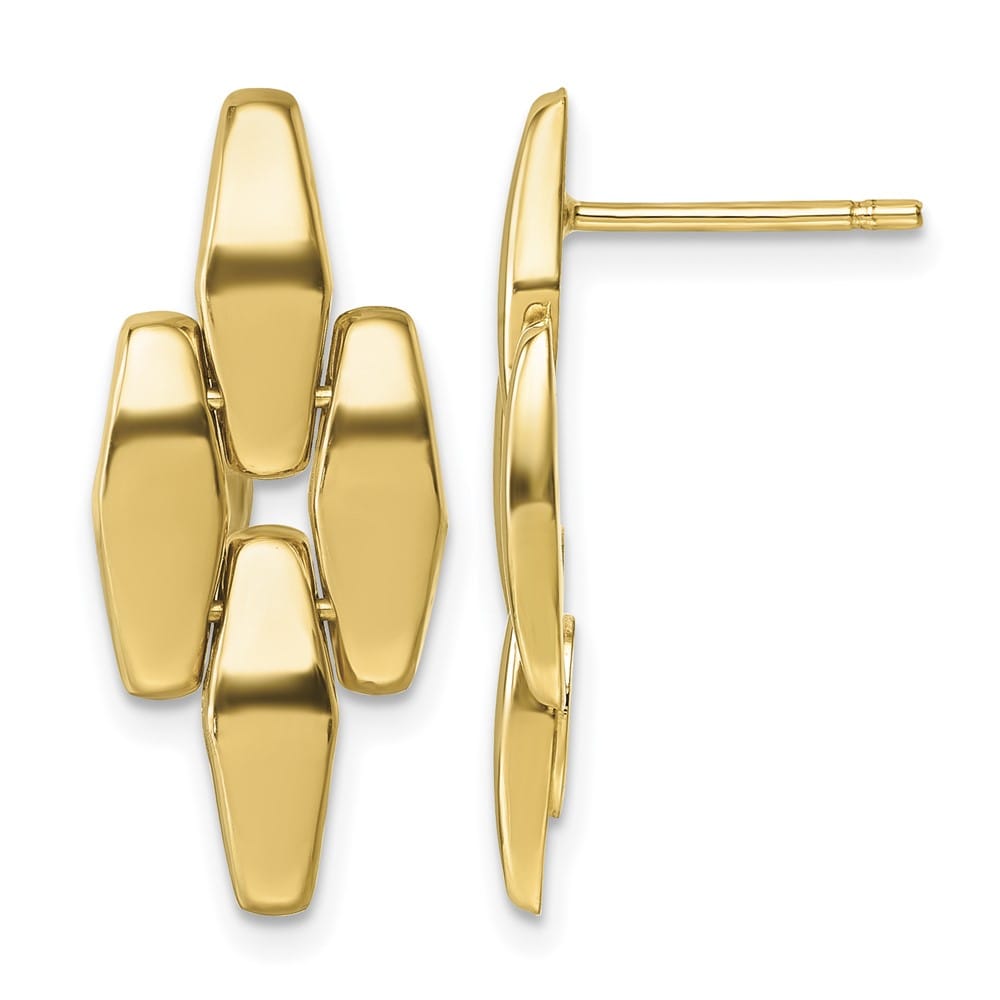 14K Yellow Gold Polished Fancy Link Geometric Dangle Post Earrings, view 1 of 4