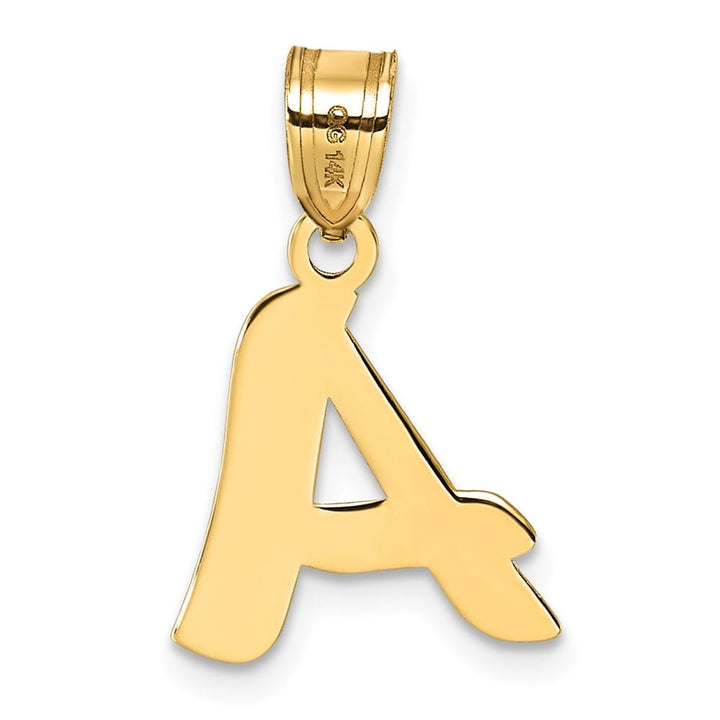 14k Yellow Gold Polished Finish Script Design Letter A Initial Pendant