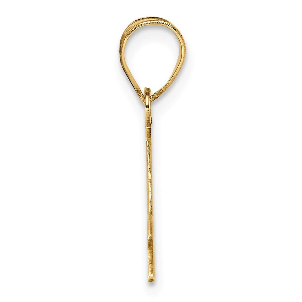 14k Yellow Gold Polished Finish Script Design Letter A Initial Pendant