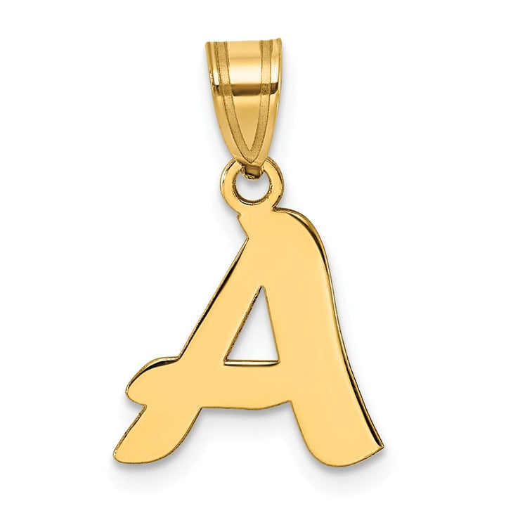 14k Yellow Gold Polished Finish Script Design Letter A Initial Pendant