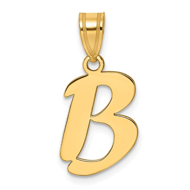 14k Yellow Gold Polished Finish Script Design Letter B Initial Pendant