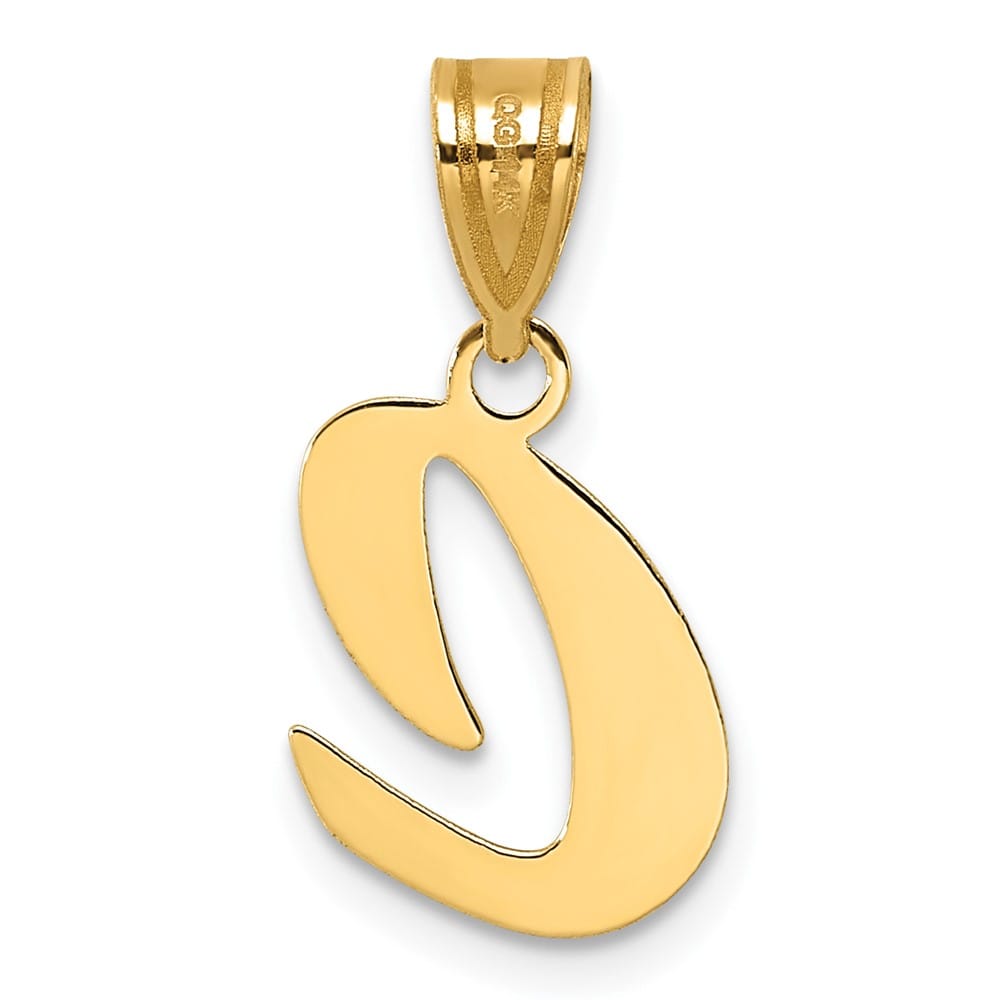 14k Yellow Gold Polished Finish Script Design Letter C Initial Pendant