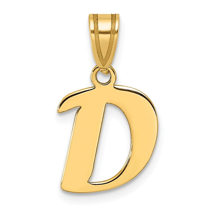 14k Yellow Gold Polished Finish Script Design Letter D Initial Pendant