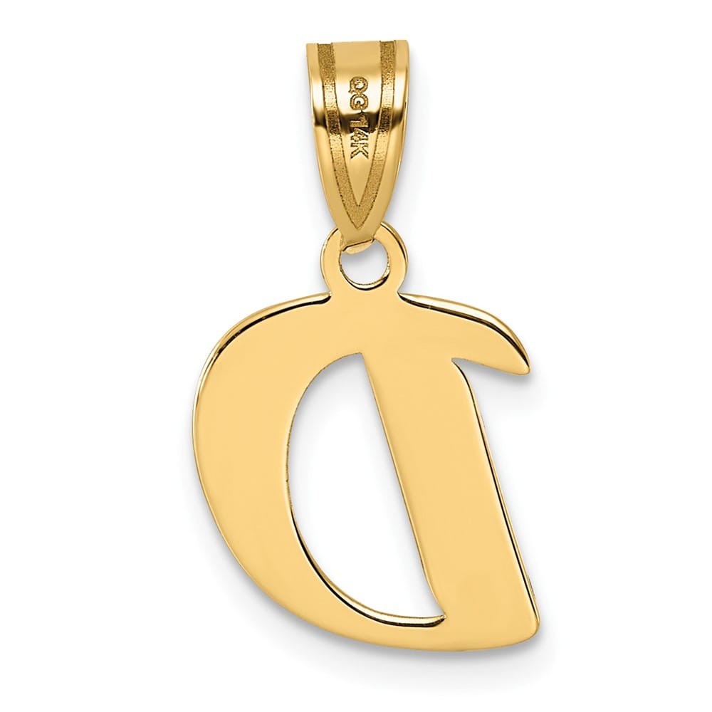 14k Yellow Gold Polished Finish Script Design Letter D Initial Pendant