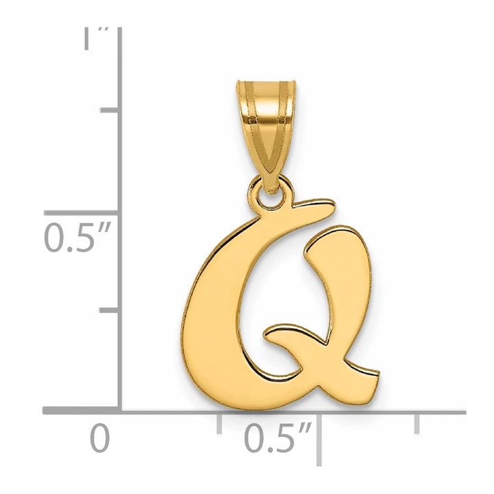 14k Yellow Gold Polished Finish Script Design Letter Q Initial Pendant