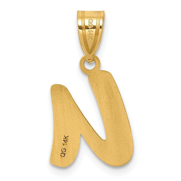 14k Yellow Gold Polished Finish Script Design Letter U Initial Pendant