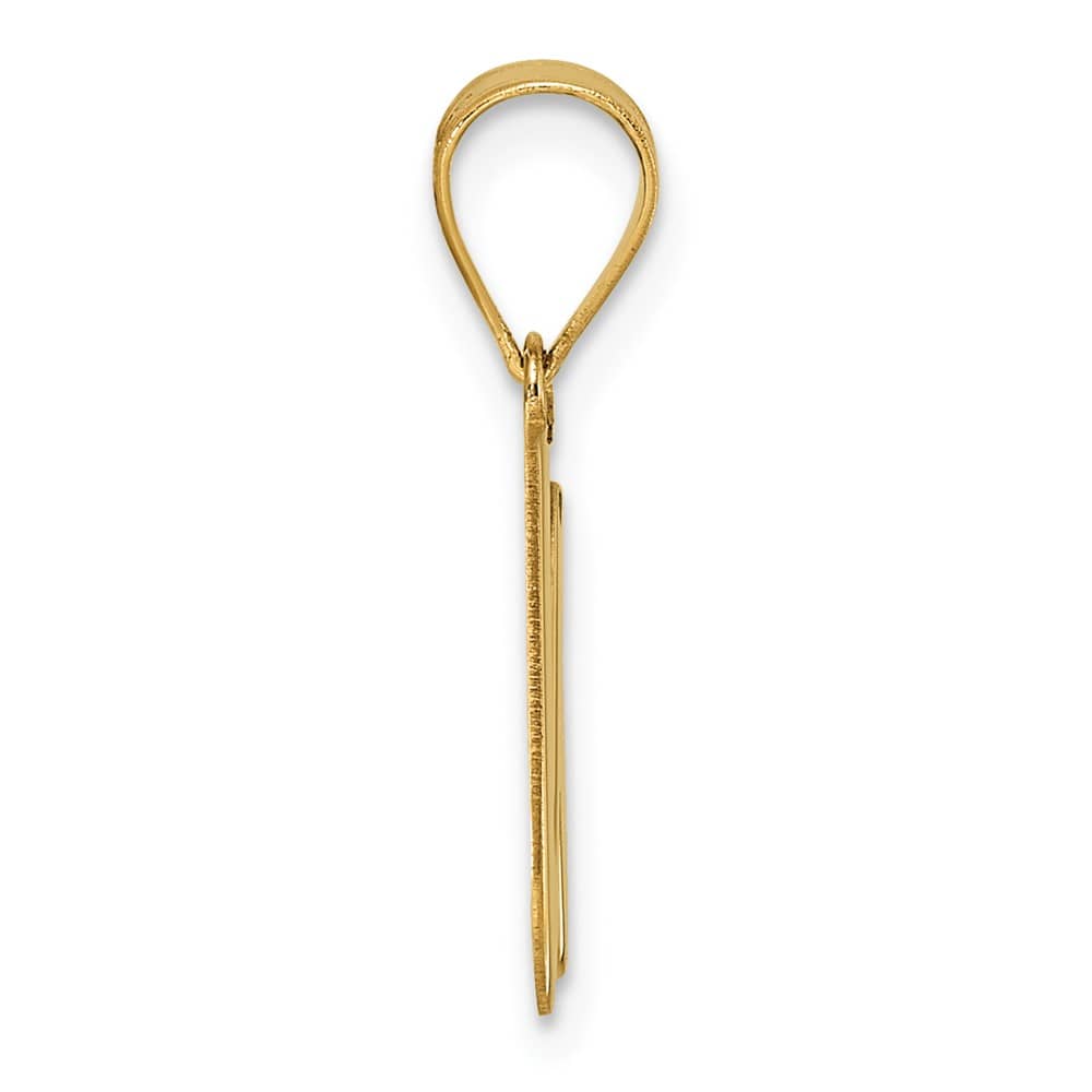 14k Yellow Gold Polished Finish Script Design Letter U Initial Pendant