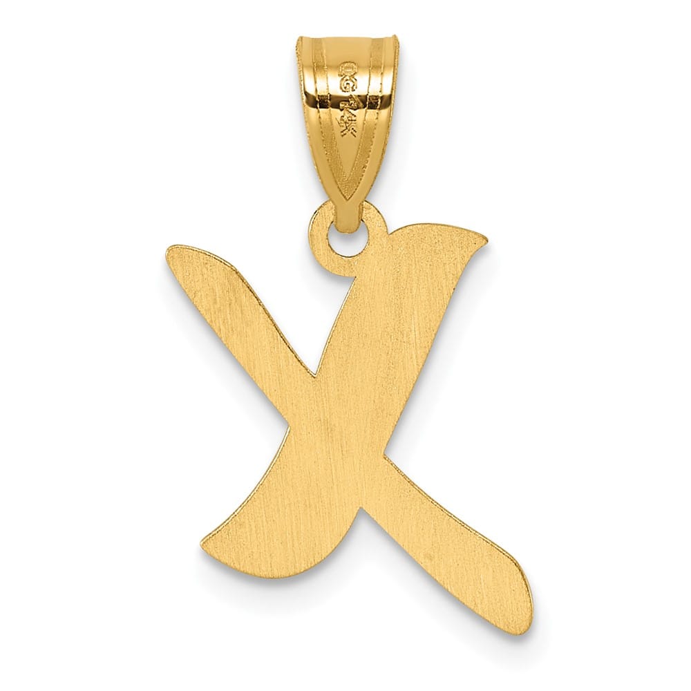 14k Yellow Gold Polished Finish Script Design Letter X Initial Pendant