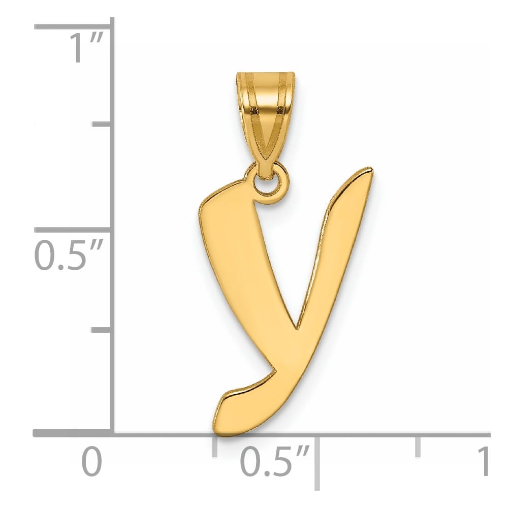 14k Yellow Gold Polished Finish Script Design Letter Y Initial Pendant