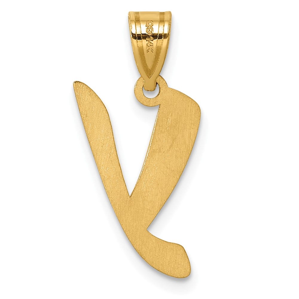 14k Yellow Gold Polished Finish Script Design Letter Y Initial Pendant