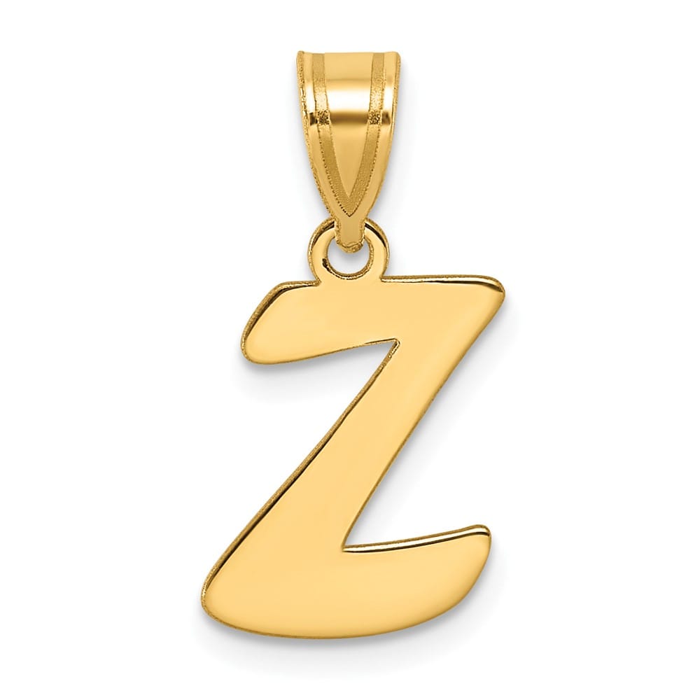 14k Yellow Gold Polished Finish Script Design Letter Z Initial Pendant