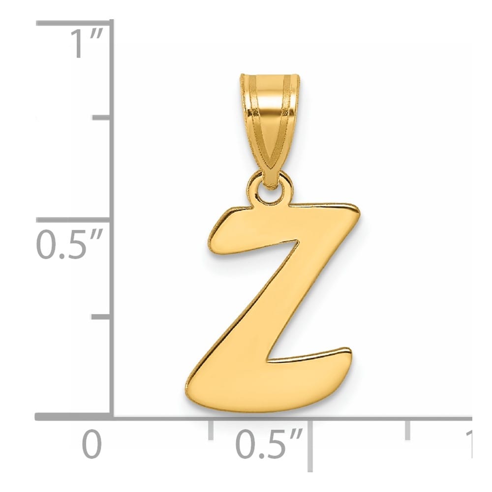 14k Yellow Gold Polished Finish Script Design Letter Z Initial Pendant