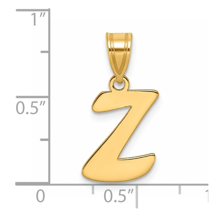 14k Yellow Gold Polished Finish Script Design Letter Z Initial Pendant