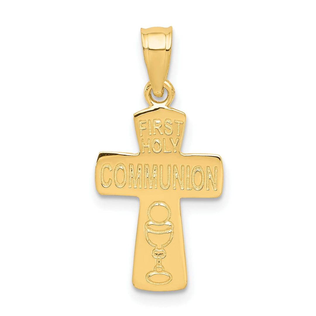 14K Yellow Gold Polished First Holy Communion Cross Pendant