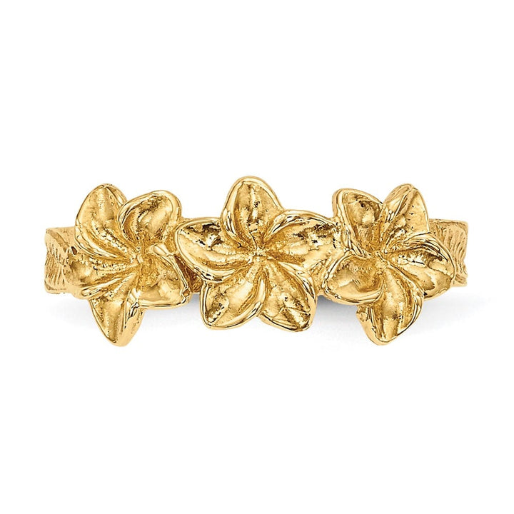 14k Yellow Gold Polished Flowers Toe Ring