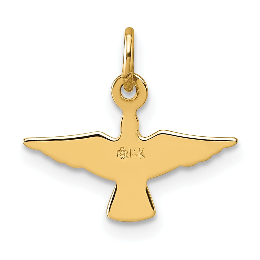 14K Yellow Gold Polished Flying Dove Pendant
