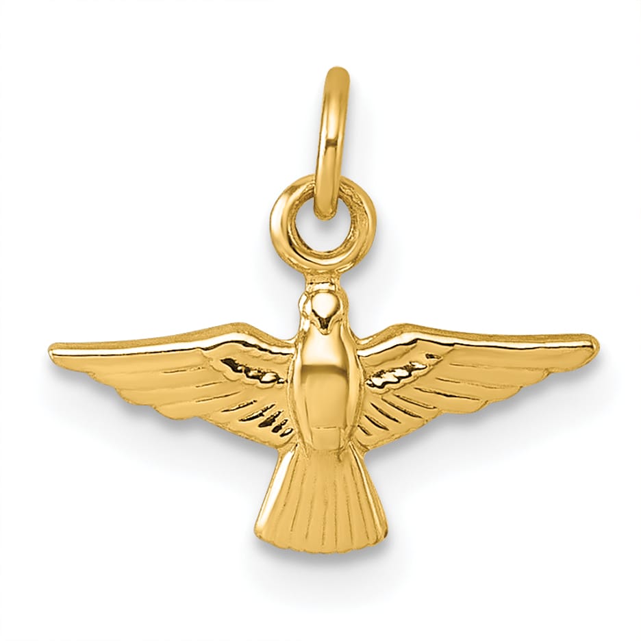 14K Yellow Gold Polished Flying Dove Pendant