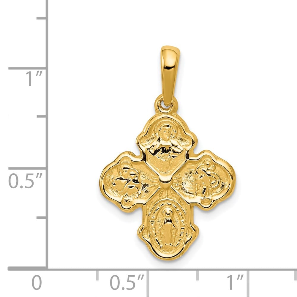 14K Yellow Gold Polished Four-Way Medal