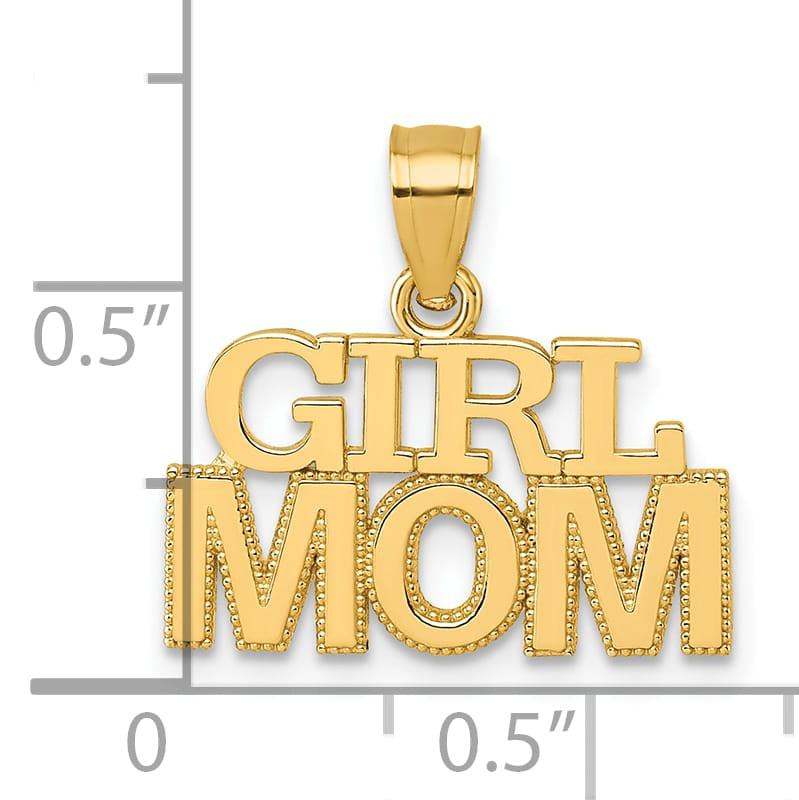 14K Yellow Gold Polished GIRL MOM Pendant