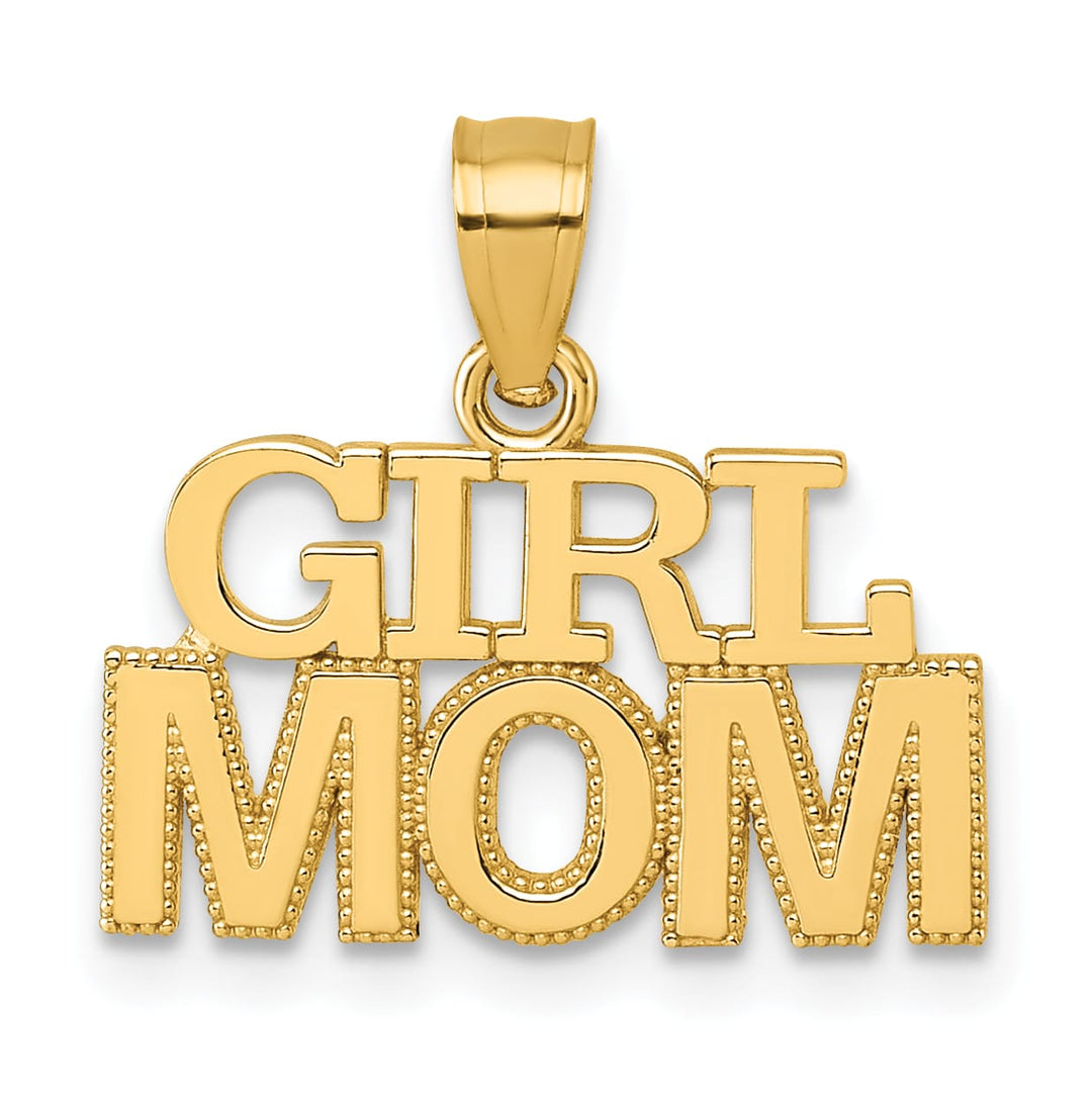 14K Yellow Gold Polished GIRL MOM Pendant