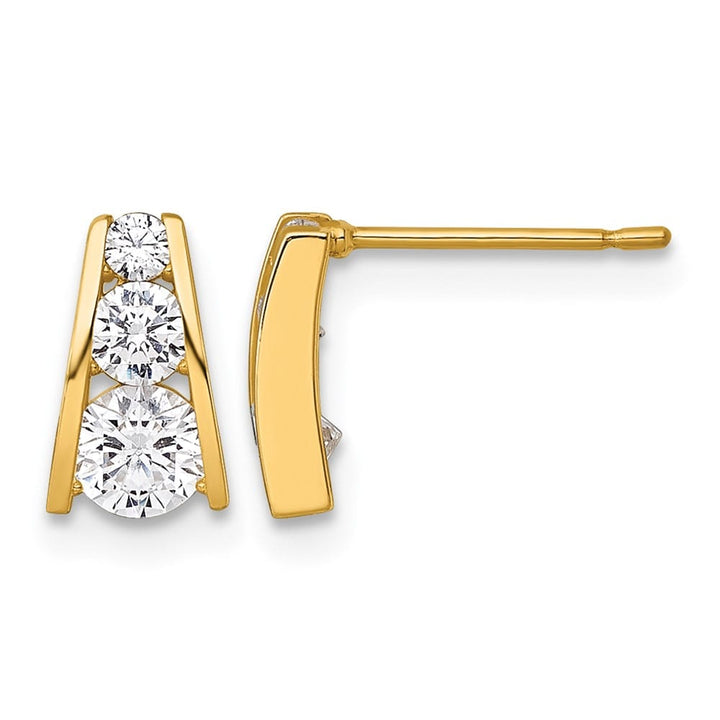 14K Yellow Gold Polished Graduated CZ Post Earrings, view 1 of 3