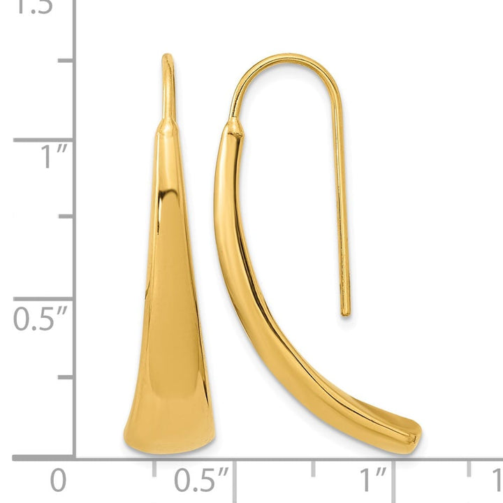 14K Yellow Gold Polished Graduated Hollow Dangle Wire Earrings, view 3 of 4