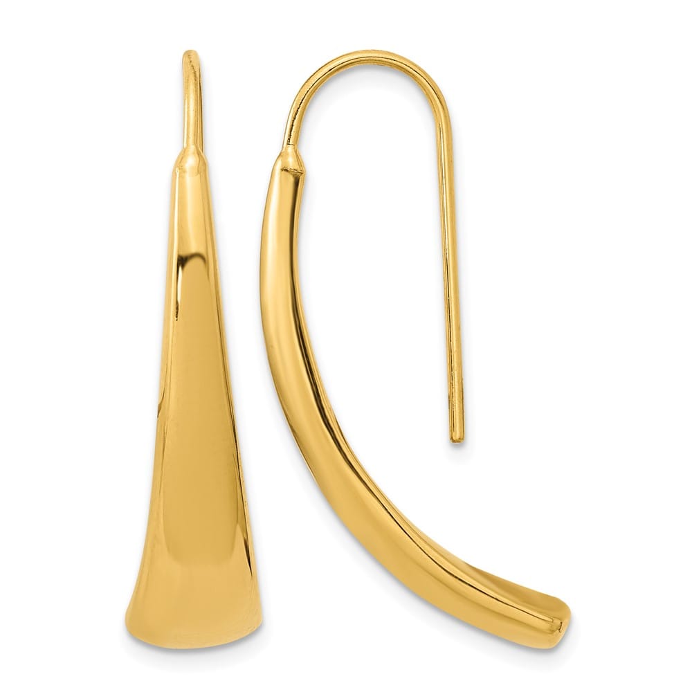 14K Yellow Gold Polished Graduated Hollow Dangle Wire Earrings, view 1 of 4