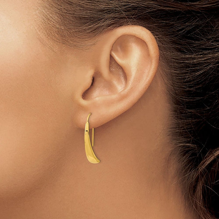 14K Yellow Gold Polished Graduated Hollow Dangle Wire Earrings, view 4 of 4