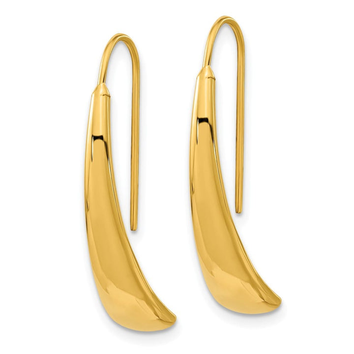 14K Yellow Gold Polished Graduated Hollow Dangle Wire Earrings, view 2 of 4