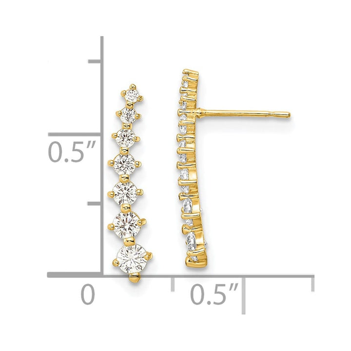 14K Yellow Gold Polished Graduated White CZ Post Earrings, view 4 of 4