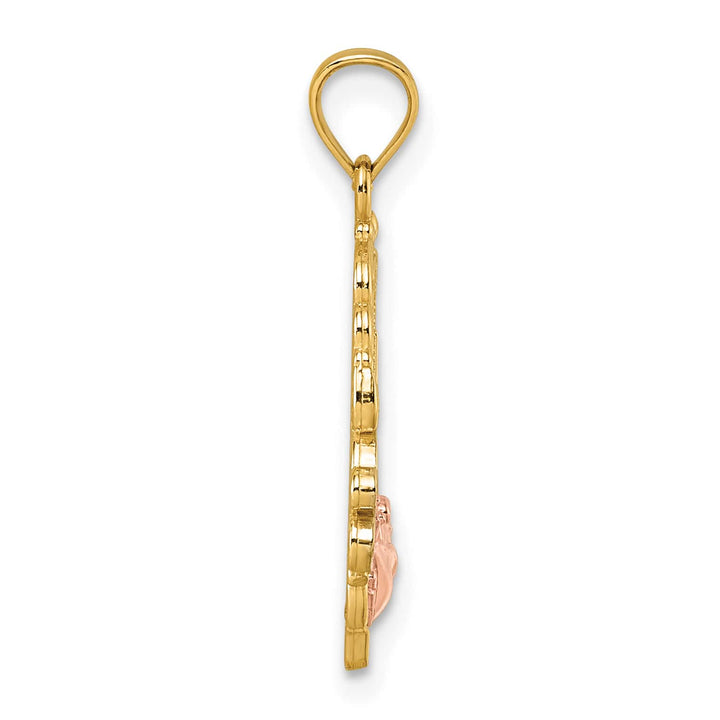 14K Yellow Gold Polished GRANDMA Rose Oval Pendant