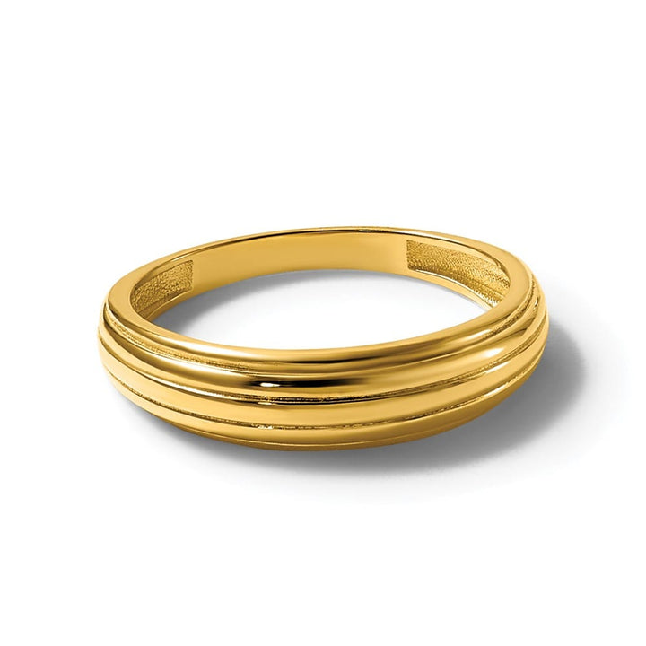 14k Yellow Gold Polished Grooved Graduated Ring Ladies Stock Size 7 Ring Are Refundable