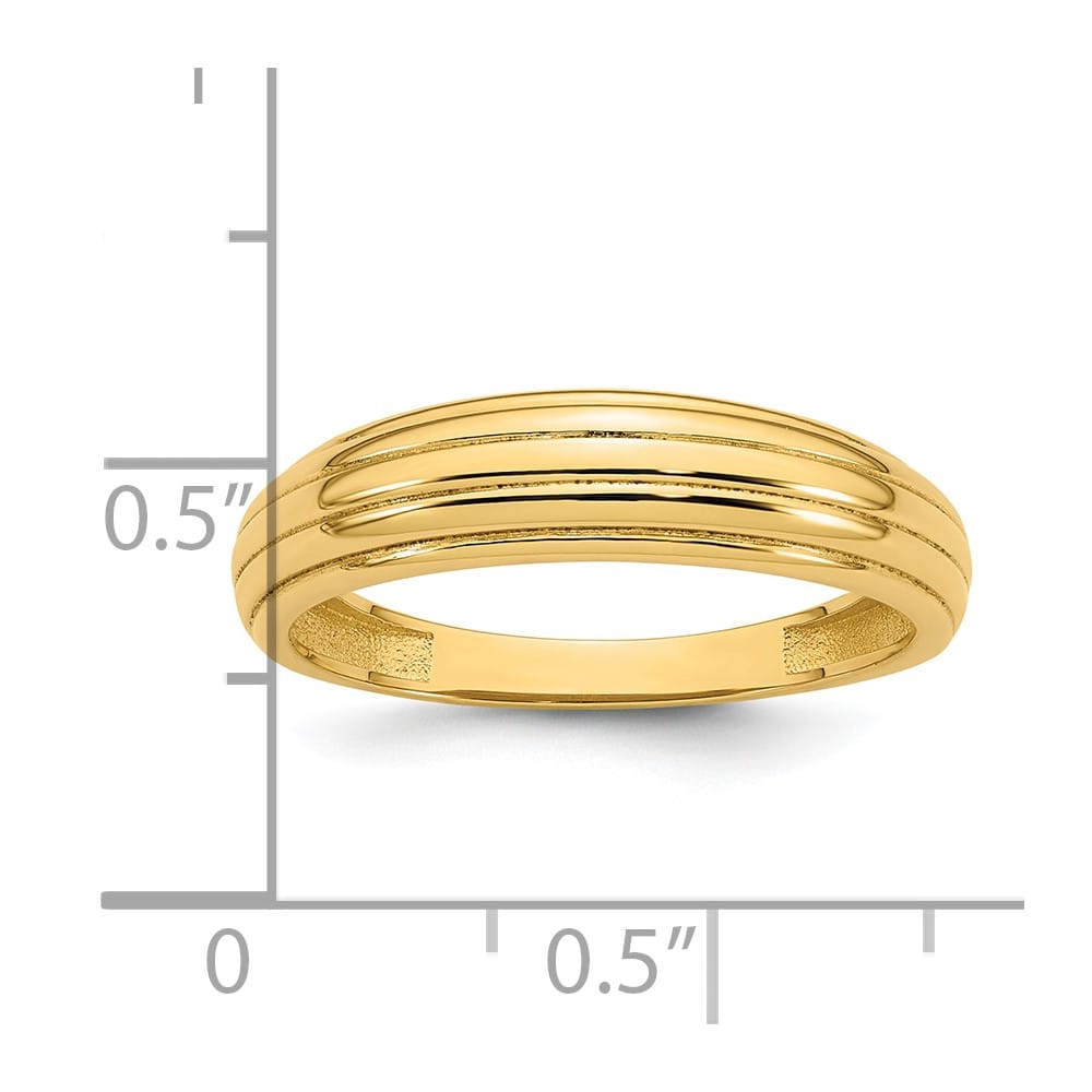 14k Yellow Gold Polished Grooved Graduated Ring Ladies Stock Size 7 Ring Are Refundable